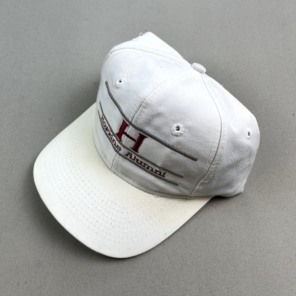Vintage Hopkins University Hat Cap Snapback White The Game Bar Script Logo 90s - Picture 1 of 9